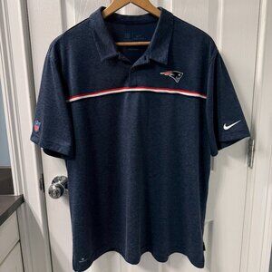 New England Patriots Nike Onfield Apparel DriFit Navy Polo Shirt Size XXL